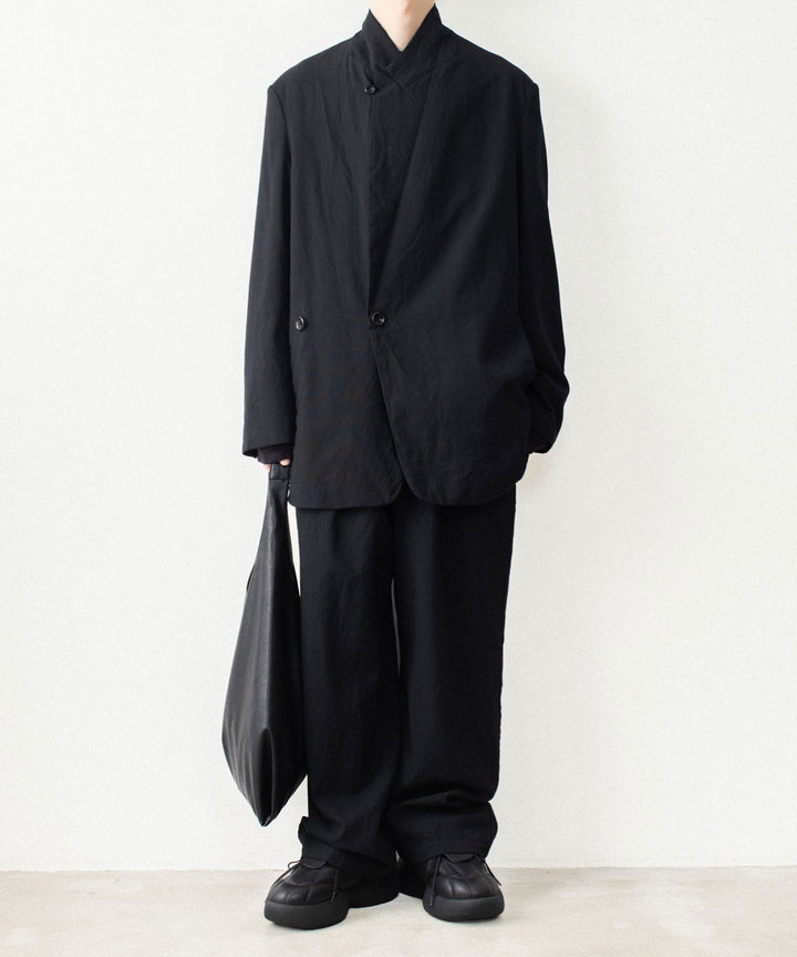 【 VEIN 】SHRINK WO CLOTH OVER JACKET - BLACK