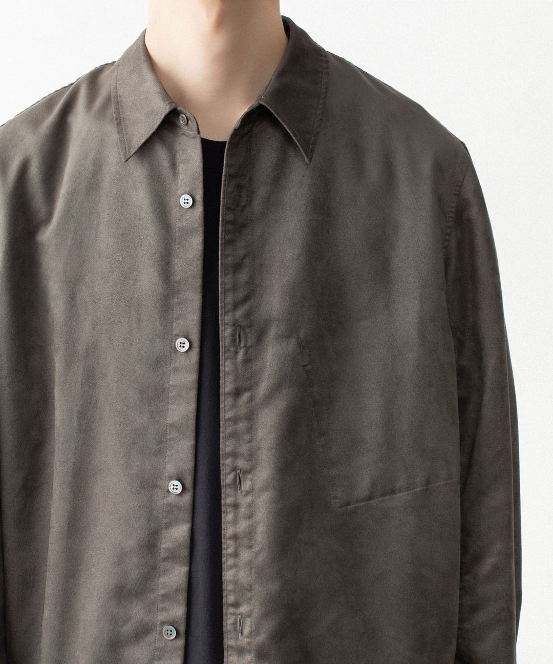 VEIN ヴェインのSYNTHETIC SUEDE L/S SHIRT - KHAKIの公式通販サイトsession福岡セレクトショップ