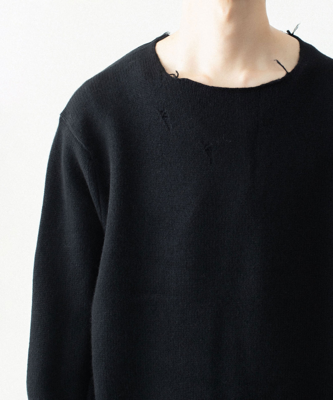 VEIN ヴェインのWOOL CASHMERE KNIT DISTRESSED PULLOVER - BLACKの公式通販サイトsession福岡セレクトショップ