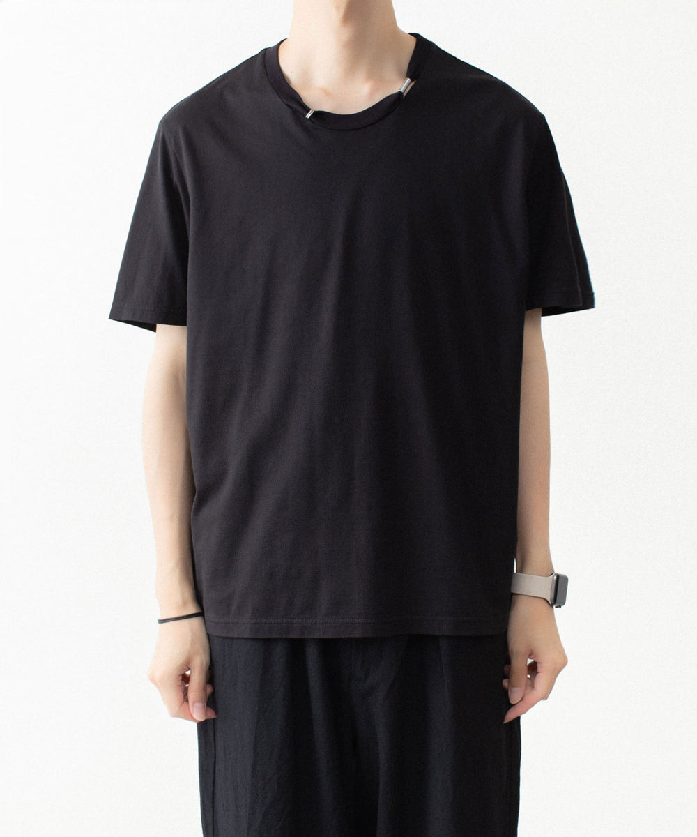 VEIN ヴェインの100/3 SUEDE JERSEY PIERCED S/S TEE - BLACKの公式通販サイトsession福岡セレクトショップ