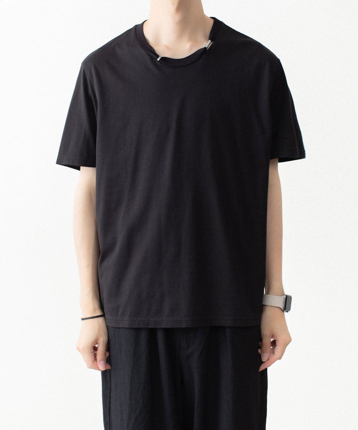 VEIN ヴェインの100/3 SUEDE JERSEY PIERCED S/S TEE - BLACKの公式通販サイトsession福岡セレクトショップ
