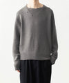 【 VEIN 】WOOL CASHMERE KNIT DISTRESSED PULLOVER - KHAKI GRAY