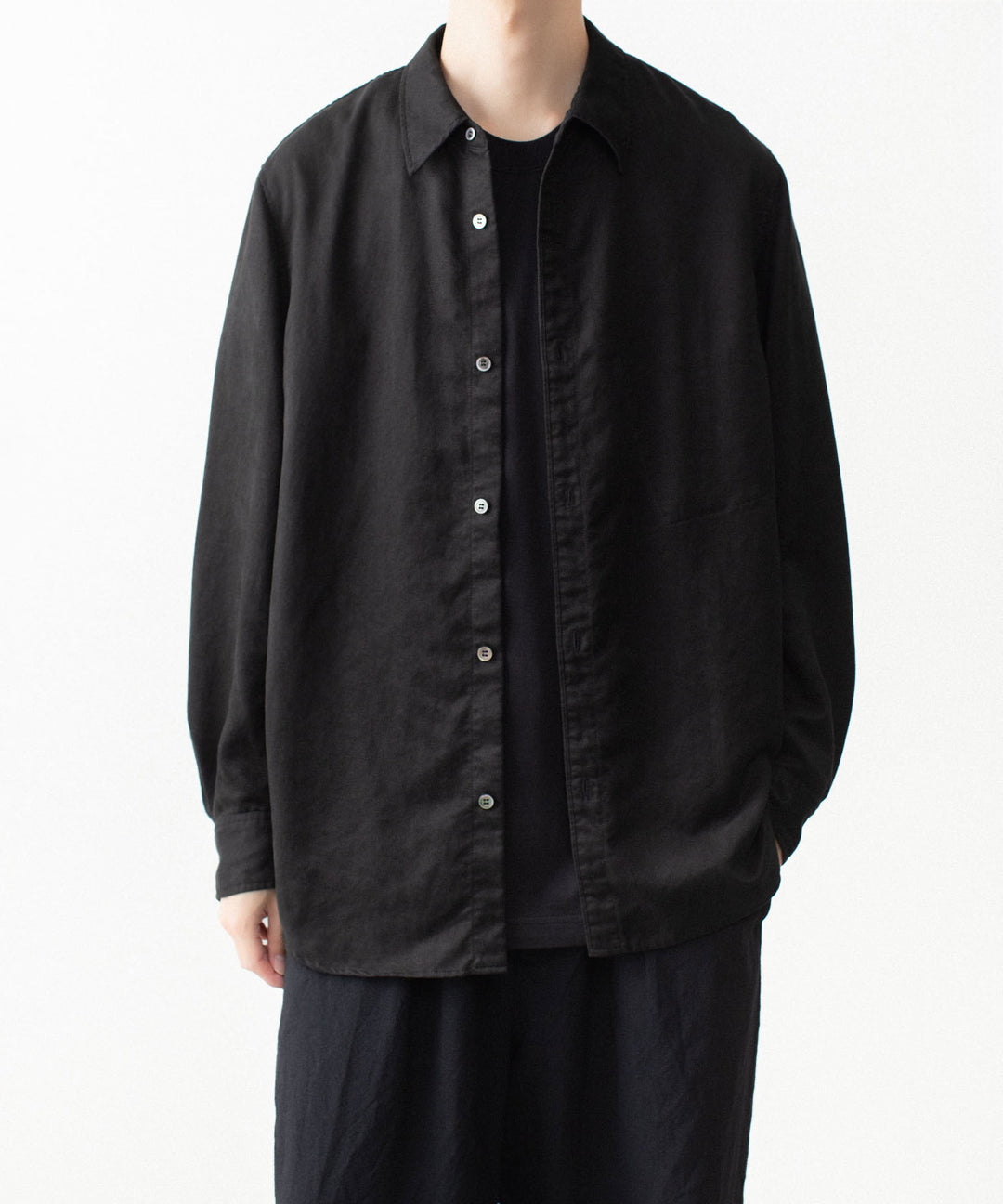 VEIN ヴェインのSYNTHETIC SUEDE L/S SHIRT - BLACKの公式通販サイトsession福岡セレクトショップ