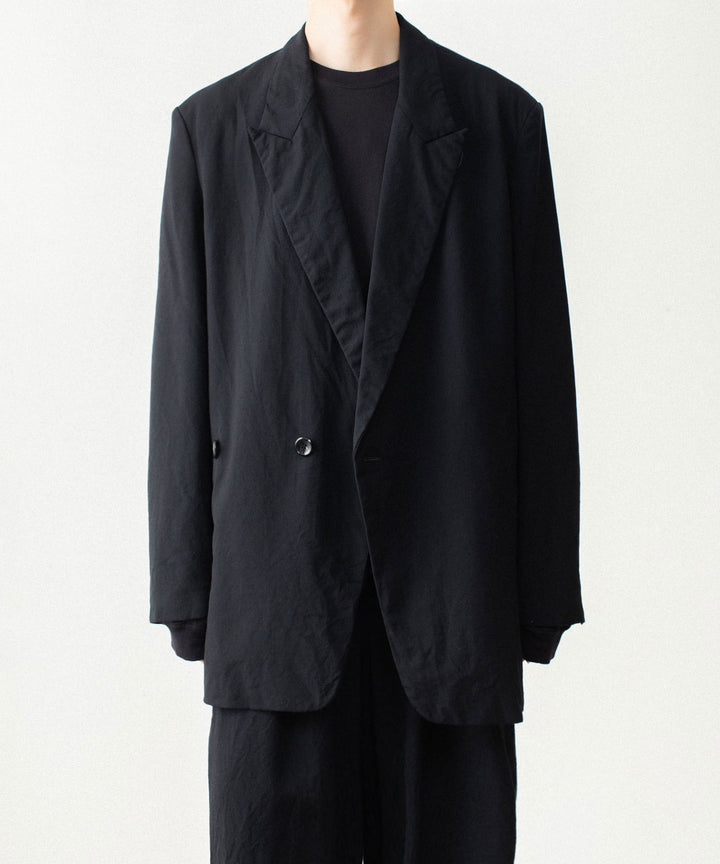 【 VEIN 】SHRINK WO CLOTH OVER JACKET - BLACK
