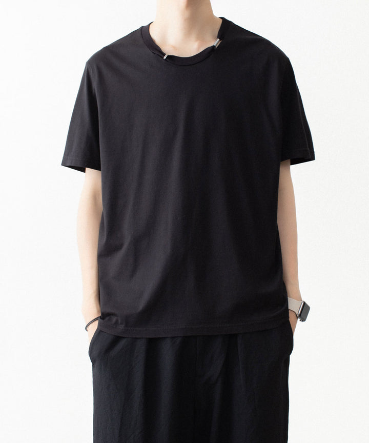 VEIN ヴェインの100/3 SUEDE JERSEY PIERCED S/S TEE - BLACKの公式通販サイトsession福岡セレクトショップ
