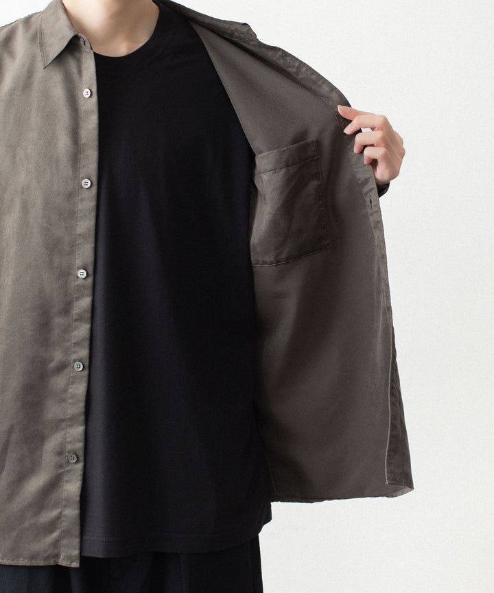 VEIN ヴェインのSYNTHETIC SUEDE L/S SHIRT - KHAKIの公式通販サイトsession福岡セレクトショップ