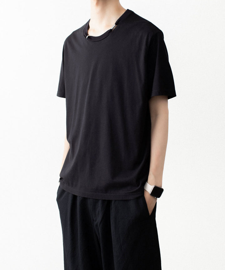 VEIN ヴェインの100/3 SUEDE JERSEY PIERCED S/S TEE - BLACKの公式通販サイトsession福岡セレクトショップ