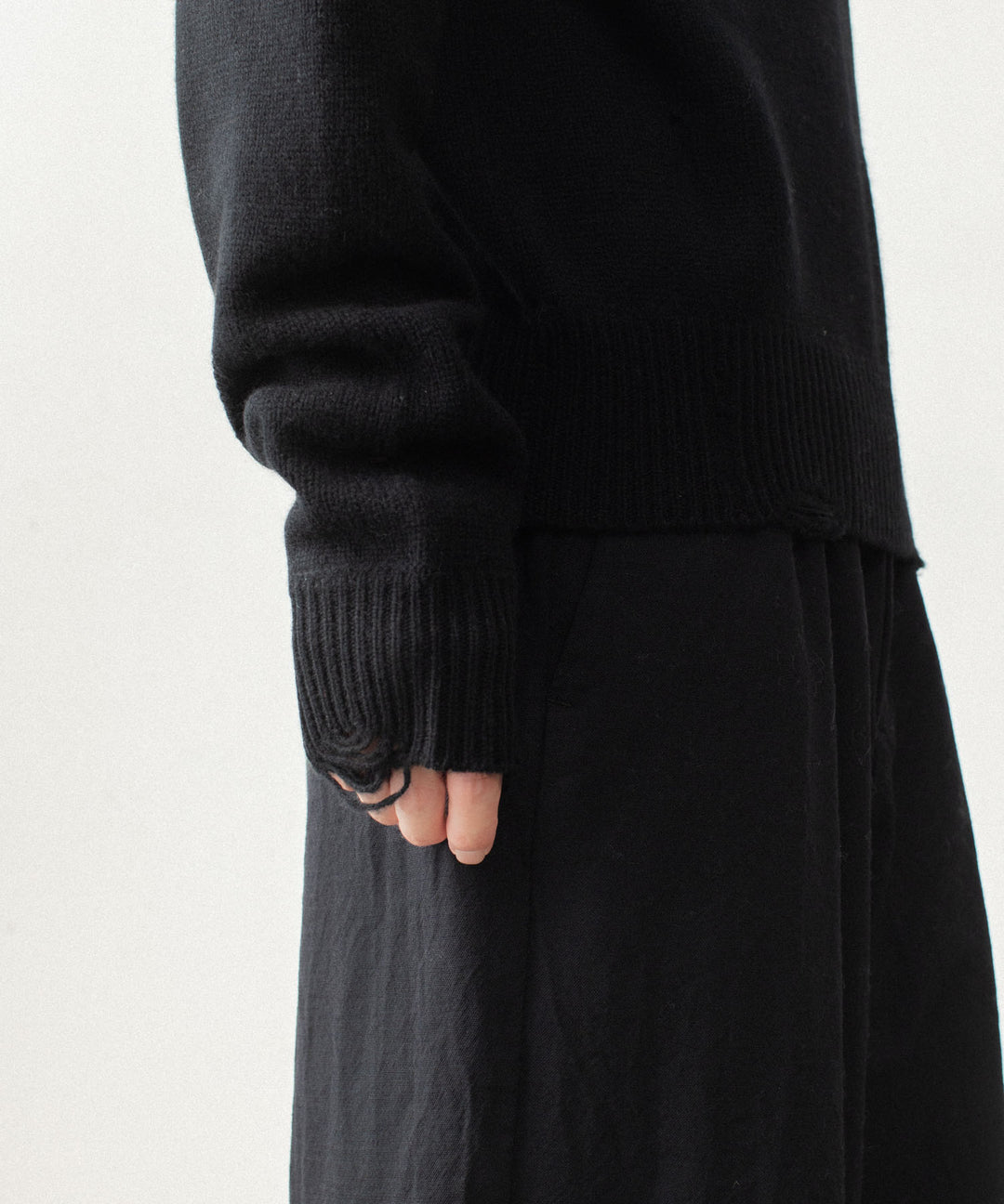 VEIN ヴェインのWOOL CASHMERE KNIT DISTRESSED PULLOVER - BLACKの公式通販サイトsession福岡セレクトショップ