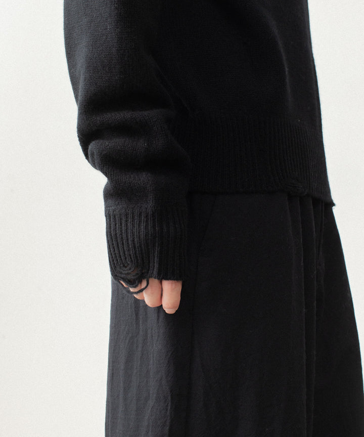 VEIN ヴェインのWOOL CASHMERE KNIT DISTRESSED PULLOVER - BLACKの公式通販サイトsession福岡セレクトショップ
