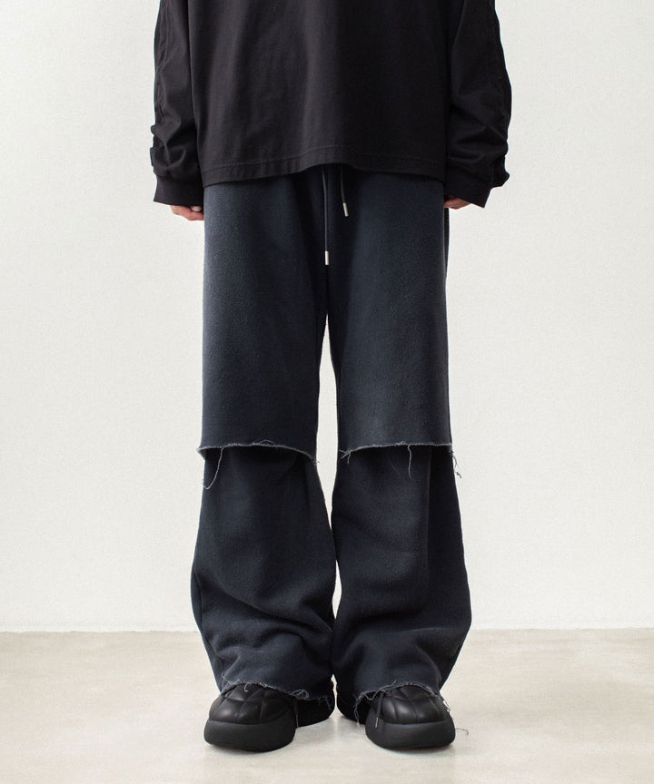 VEIN ヴェインのBRUSHED TERRY CUTOFF BAGGY TROUSERS - BLACKの公式通販サイトsession福岡セレクトショップ