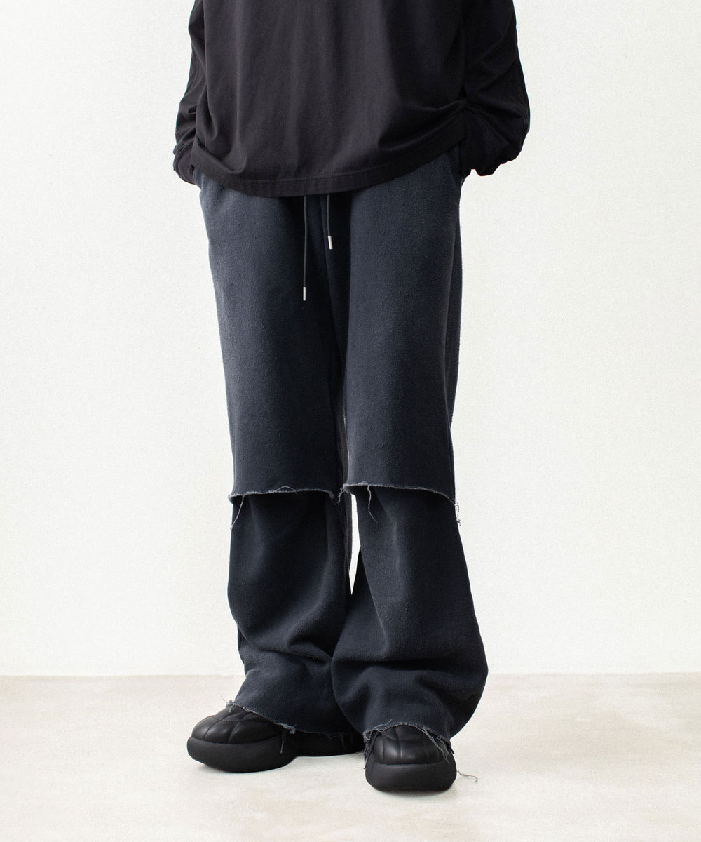 VEIN ヴェインのBRUSHED TERRY CUTOFF BAGGY TROUSERS - BLACKの公式通販サイトsession福岡セレクトショップ