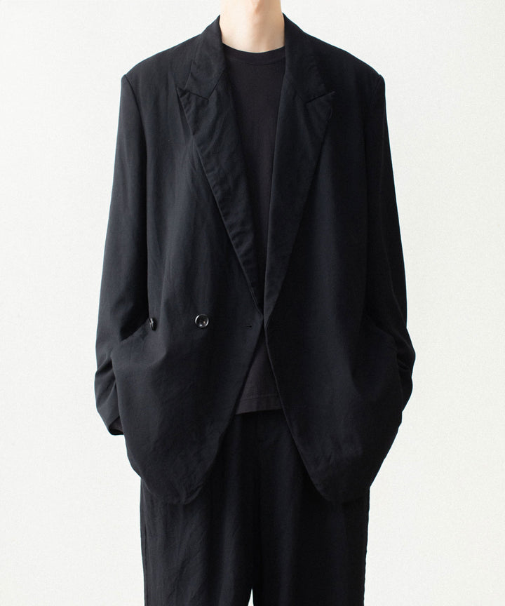 【 VEIN 】SHRINK WO CLOTH OVER JACKET - BLACK