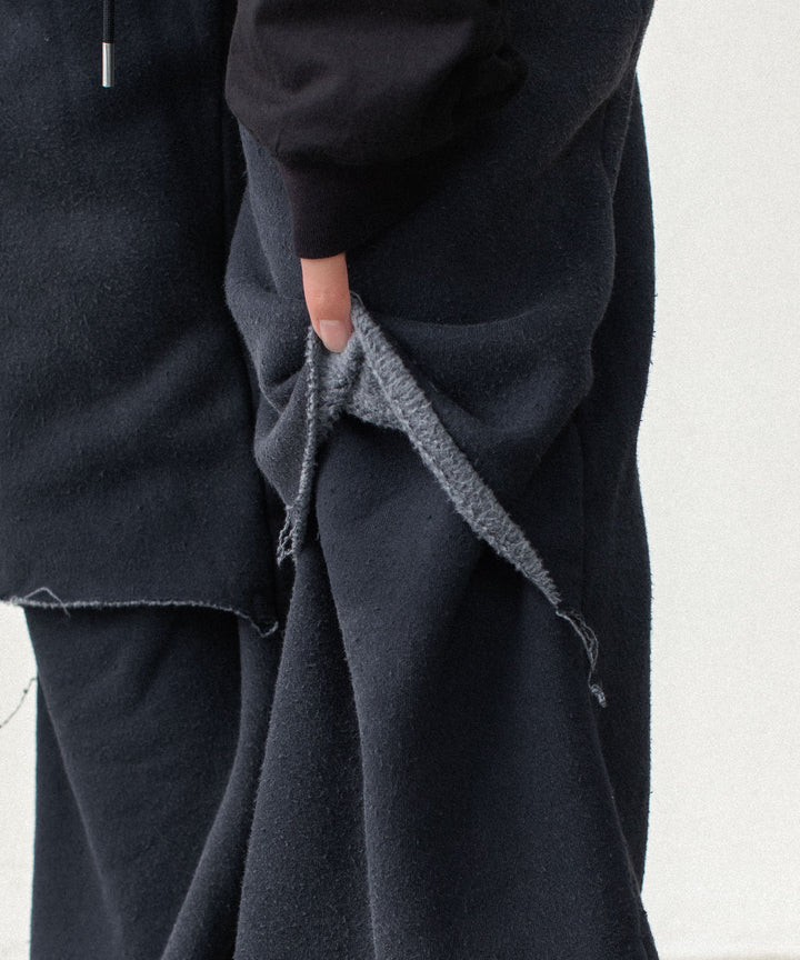 VEIN ヴェインのBRUSHED TERRY CUTOFF BAGGY TROUSERS - BLACKの公式通販サイトsession福岡セレクトショップ