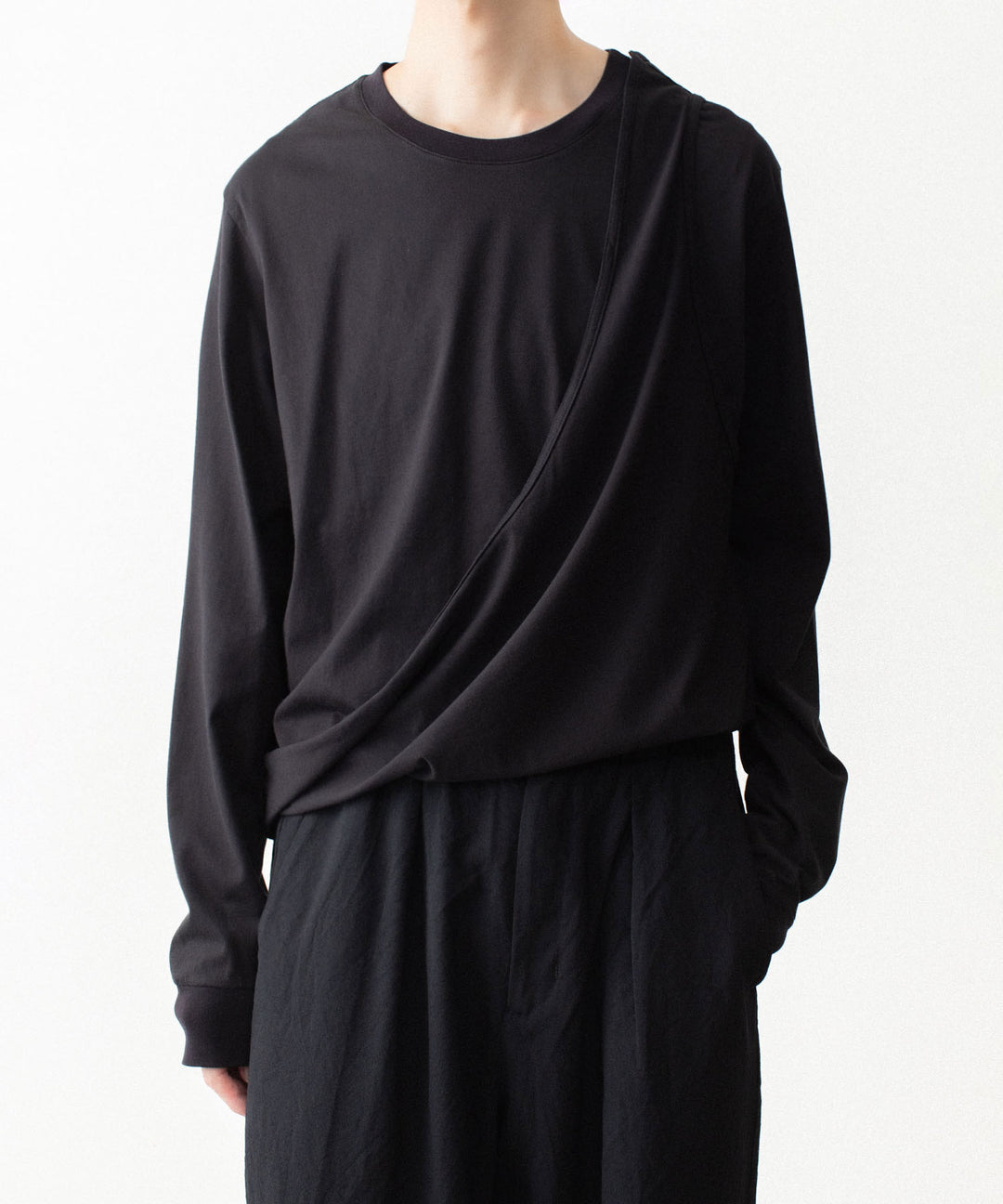 VEIN ヴェインの100/3 SUEDE JERSEY LAYERED L/S TEE - BLACKの公式通販サイトsession福岡セレクトショップ