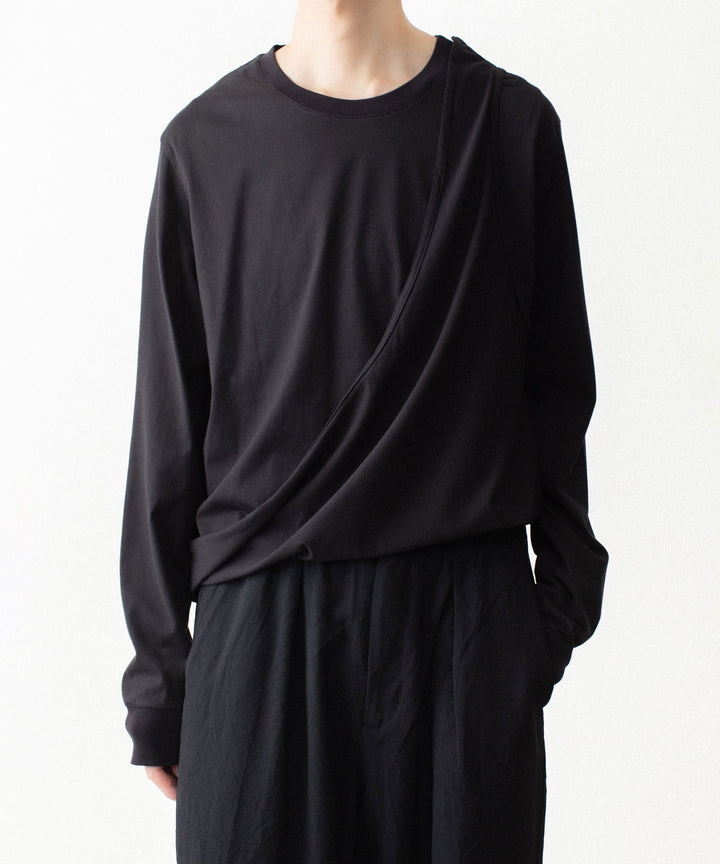VEIN ヴェインの100/3 SUEDE JERSEY LAYERED L/S TEE - BLACKの公式通販サイトsession福岡セレクトショップ