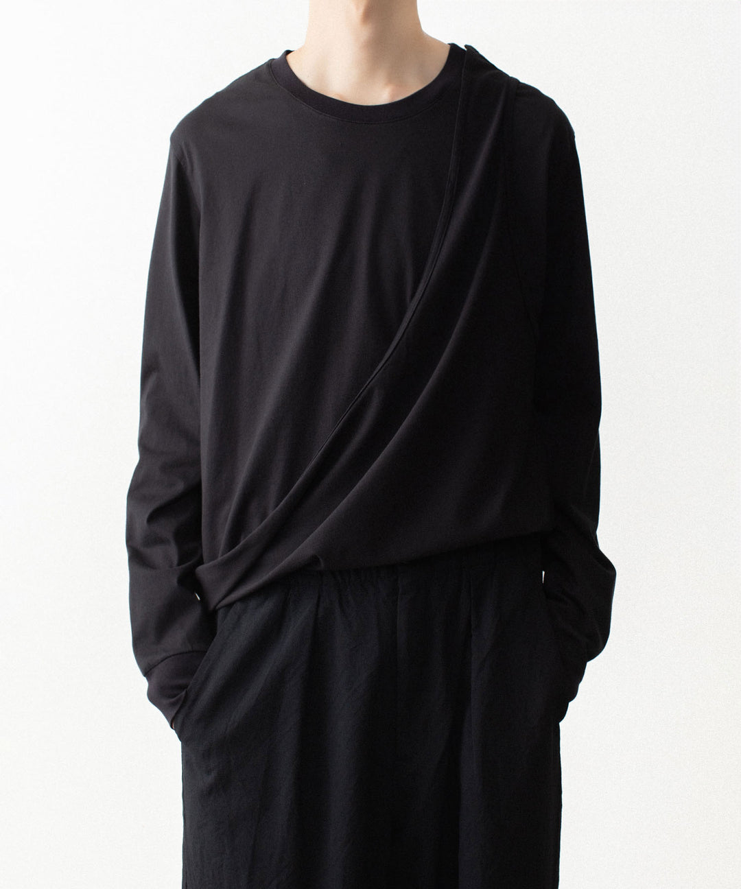 VEIN ヴェインの100/3 SUEDE JERSEY LAYERED L/S TEE - BLACKの公式通販サイトsession福岡セレクトショップ