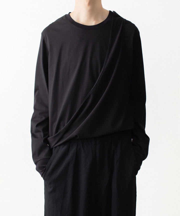 VEIN ヴェインの100/3 SUEDE JERSEY LAYERED L/S TEE - BLACKの公式通販サイトsession福岡セレクトショップ