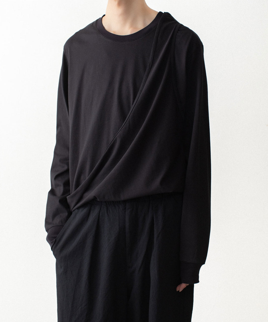 VEIN ヴェインの100/3 SUEDE JERSEY LAYERED L/S TEE - BLACKの公式通販サイトsession福岡セレクトショップ