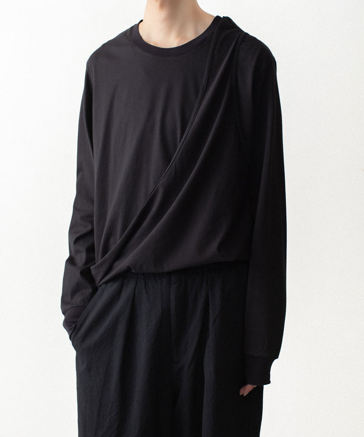 VEIN ヴェインの100/3 SUEDE JERSEY LAYERED L/S TEE - BLACKの公式通販サイトsession福岡セレクトショップ