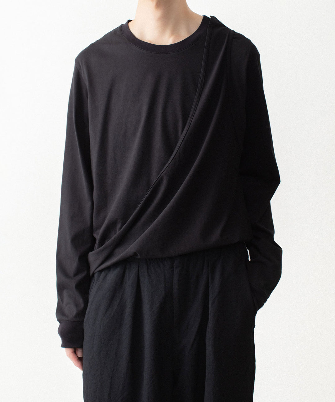 VEIN ヴェインの100/3 SUEDE JERSEY LAYERED L/S TEE - BLACKの公式通販サイトsession福岡セレクトショップ