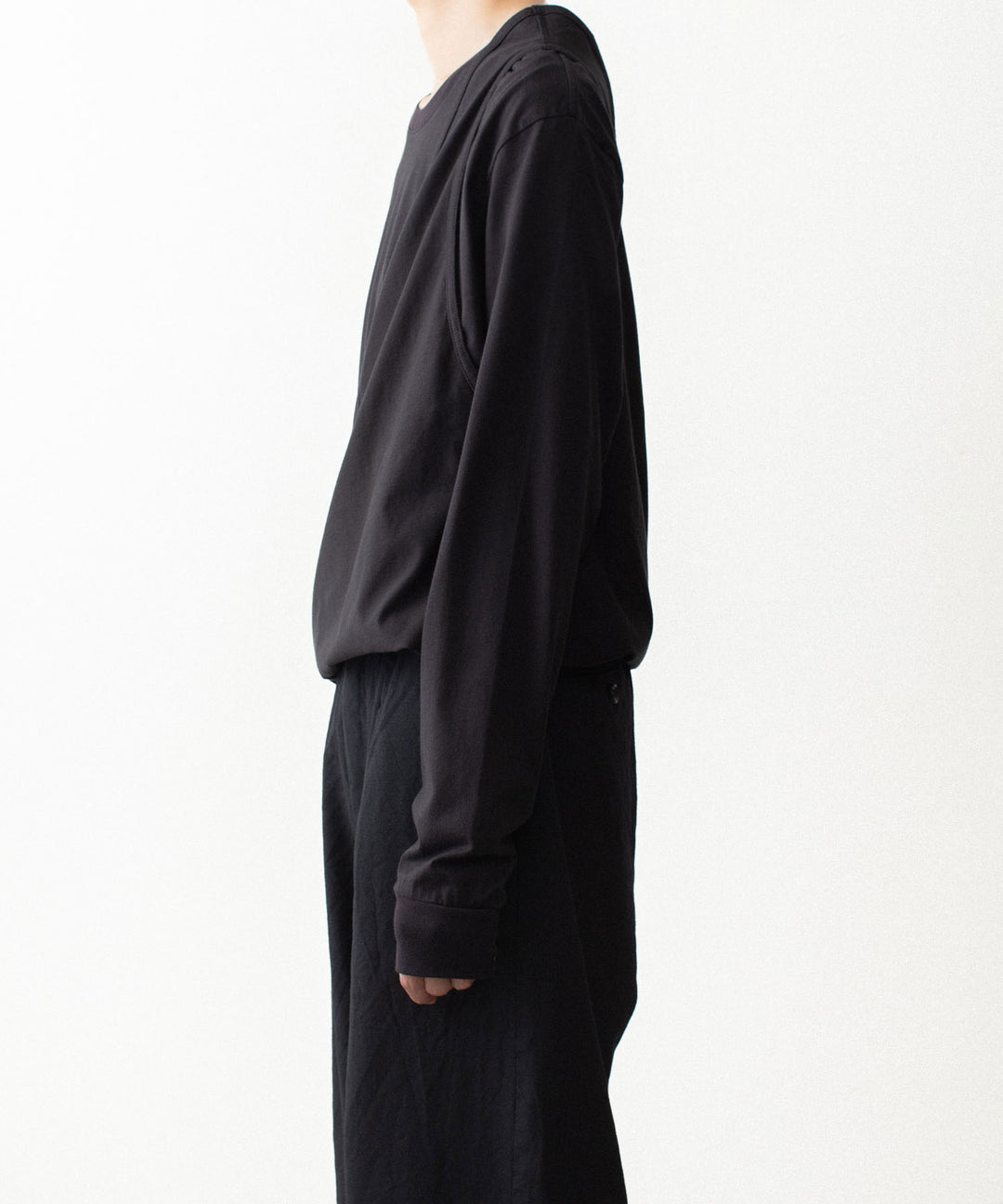 VEIN ヴェインの100/3 SUEDE JERSEY LAYERED L/S TEE - BLACKの公式通販サイトsession福岡セレクトショップ