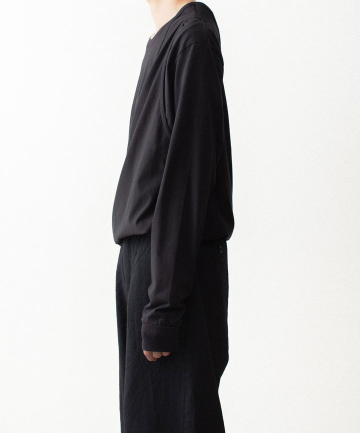 VEIN ヴェインの100/3 SUEDE JERSEY LAYERED L/S TEE - BLACKの公式通販サイトsession福岡セレクトショップ