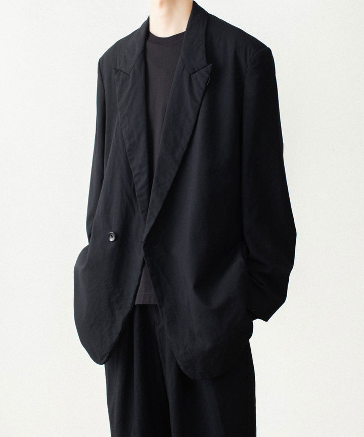 【 VEIN 】SHRINK WO CLOTH OVER JACKET - BLACK