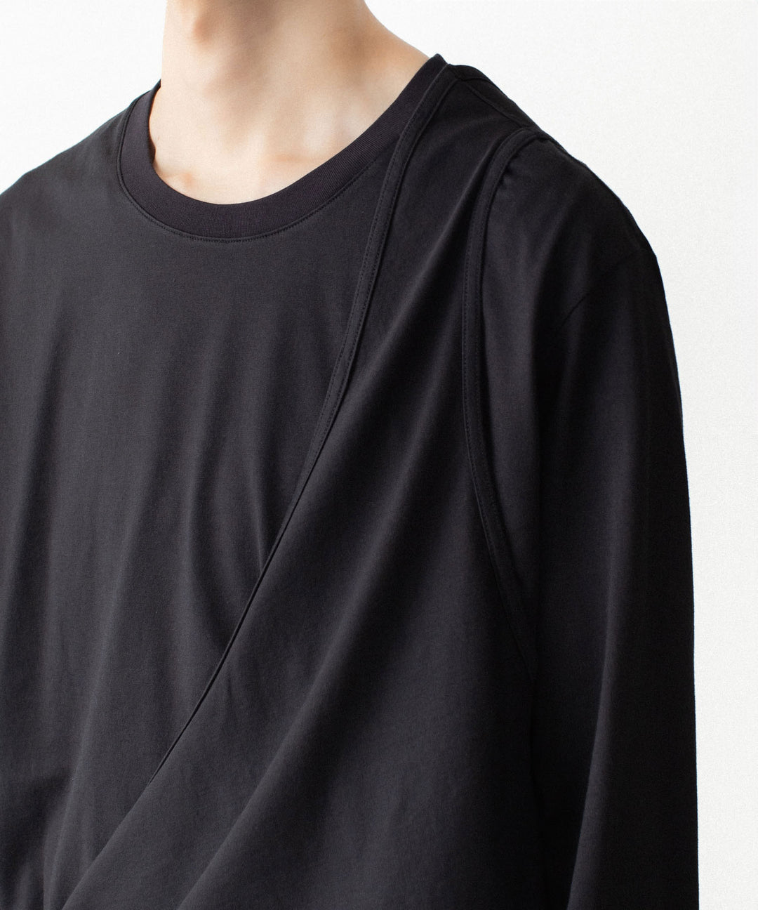 VEIN ヴェインの100/3 SUEDE JERSEY LAYERED L/S TEE - BLACKの公式通販サイトsession福岡セレクトショップ