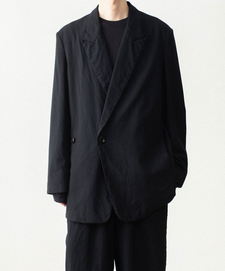 【 VEIN 】SHRINK WO CLOTH OVER JACKET - BLACK