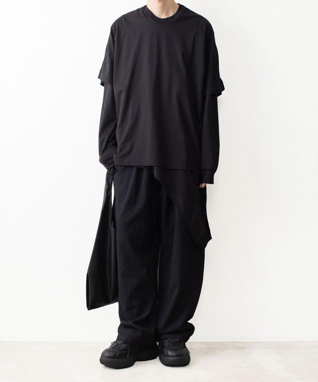 VEIN ヴェインの100/3 SUEDE JERSEY LAYERED L/S TEE - BLACKの公式通販サイトsession福岡セレクトショップ