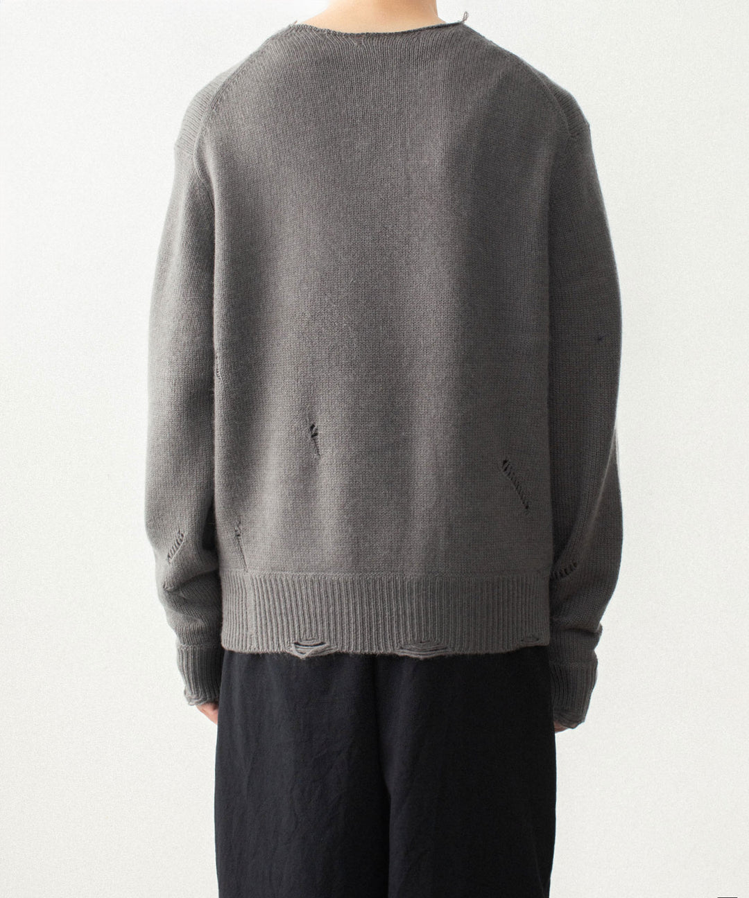VEIN ヴェインのWOOL CASHMERE KNIT DISTRESSED PULLOVER - KHAKI GRAYの公式通販サイトsession福岡セレクトショップ