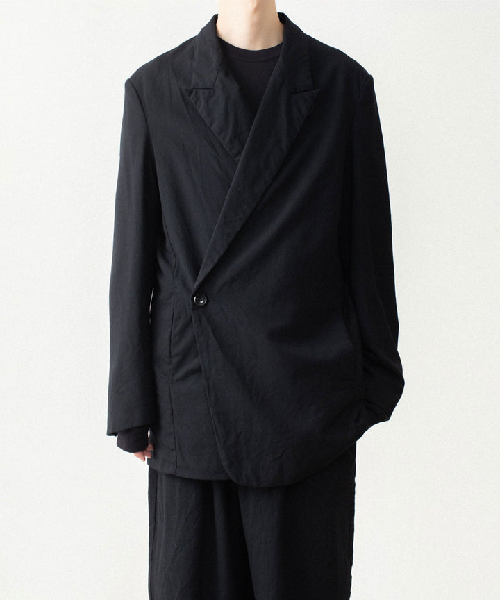 【 VEIN 】SHRINK WO CLOTH OVER JACKET - BLACK