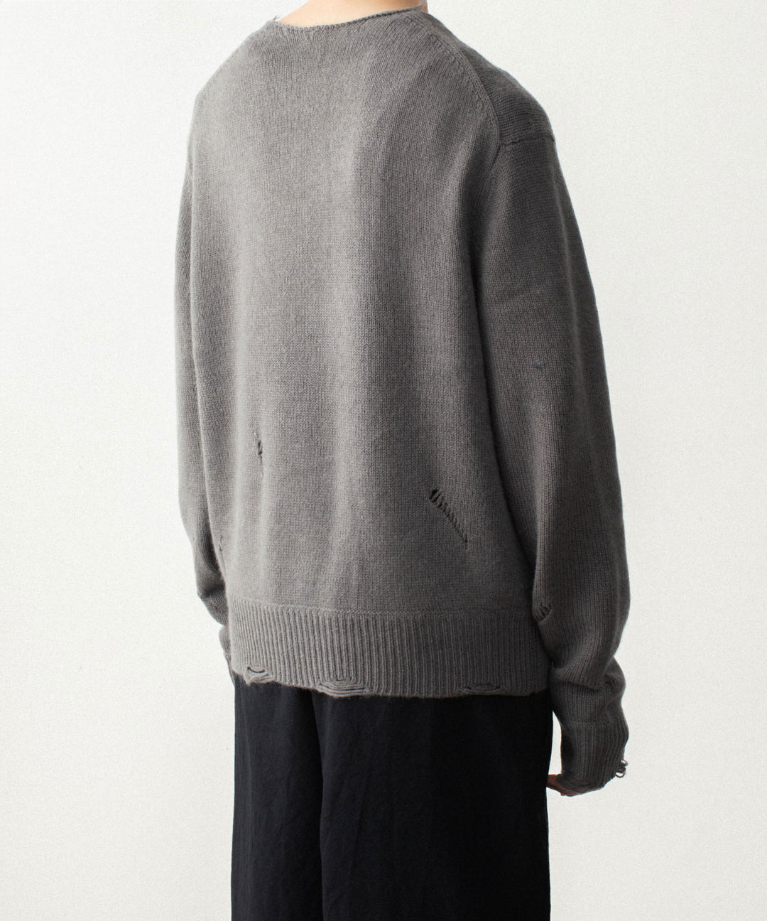 VEIN ヴェインのWOOL CASHMERE KNIT DISTRESSED PULLOVER - KHAKI GRAYの公式通販サイトsession福岡セレクトショップ