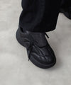 【 VEIN 】COW LEATHER PUFFER CLEAT TRAINER - BLACK