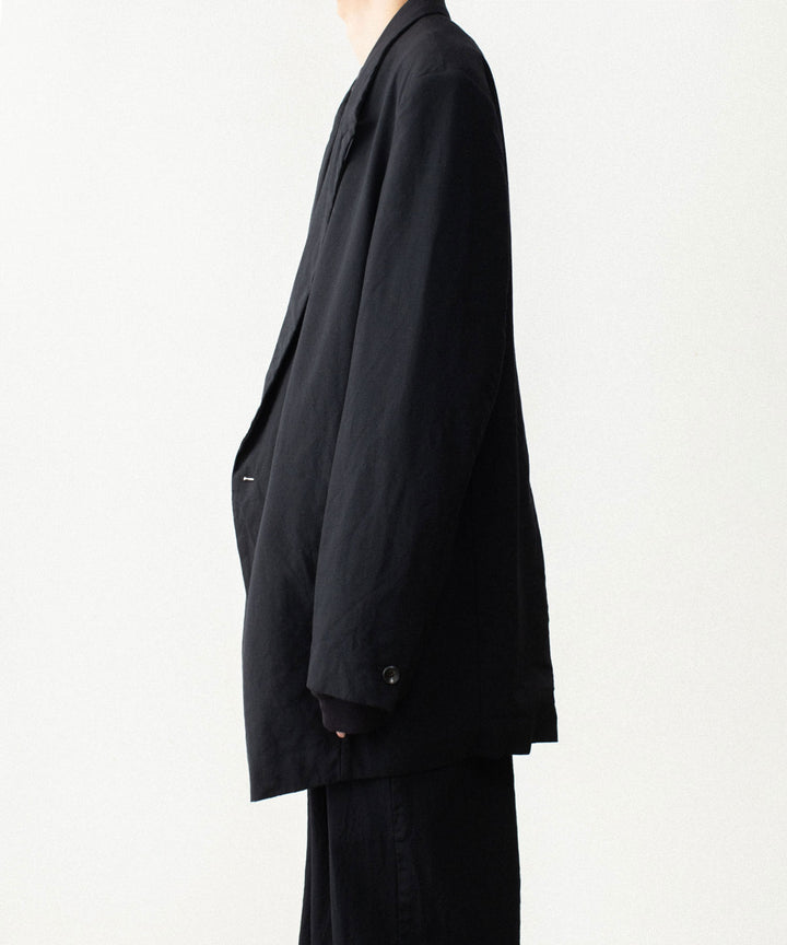 【 VEIN 】SHRINK WO CLOTH OVER JACKET - BLACK
