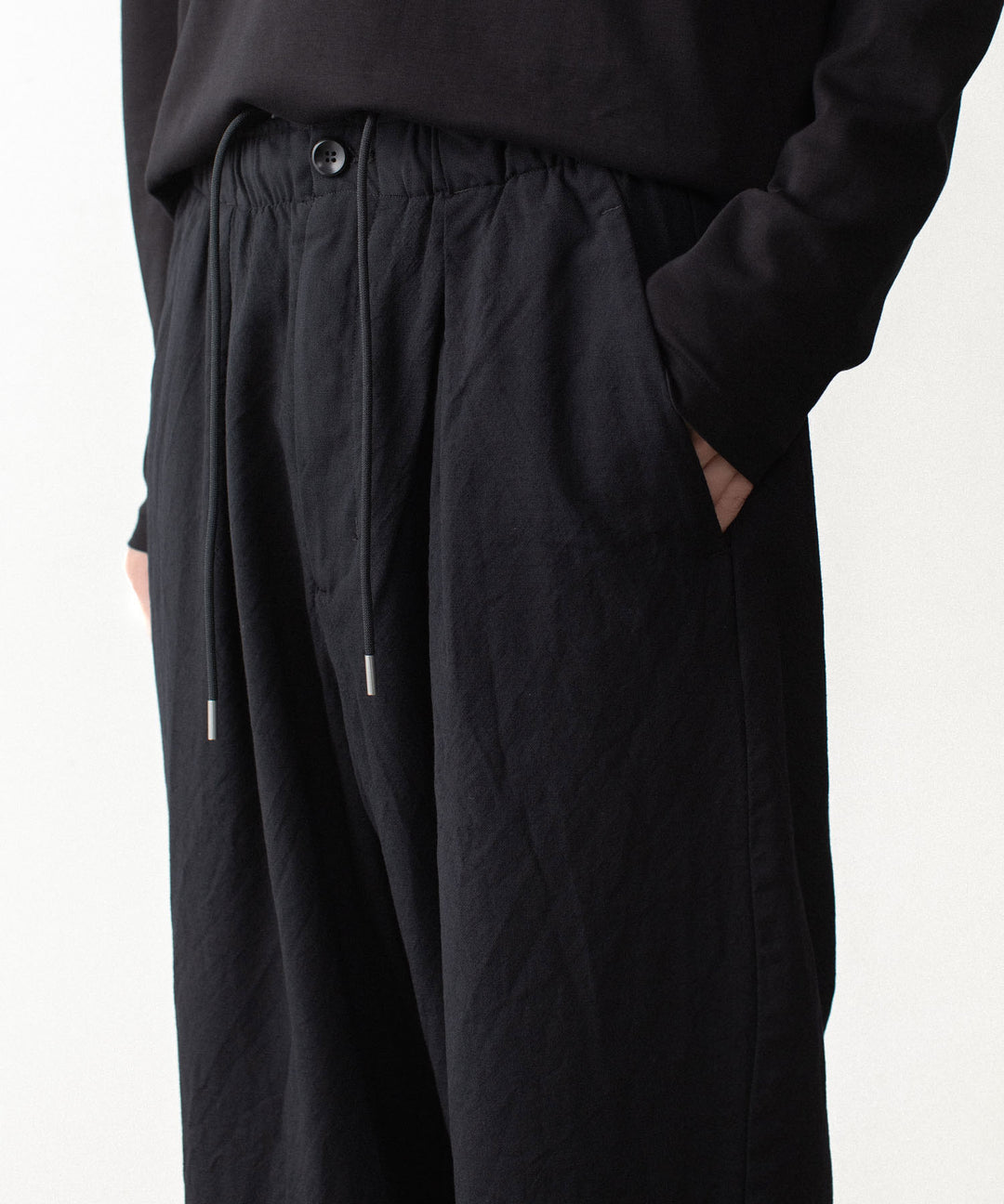 VEIN ヴェインのSHRINK WO CLOTH EASY TROUSERS - BLACKの公式通販サイトsession福岡セレクトショップ