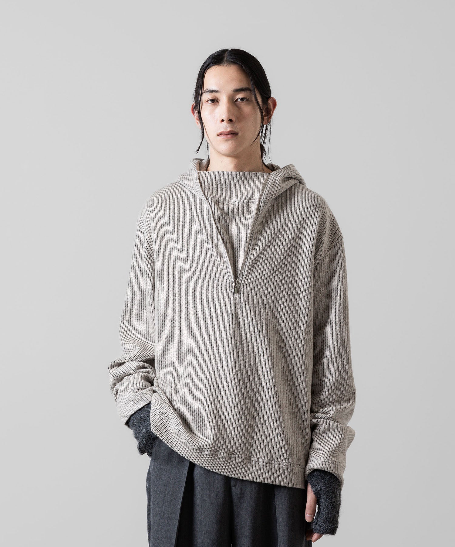 VEIN ヴェインのWO/PE QUARTER GAUGE KNIT HOODED PULLOVER SHIRT - X.OFF WHITEの公式通販サイトsession福岡セレクトショップ