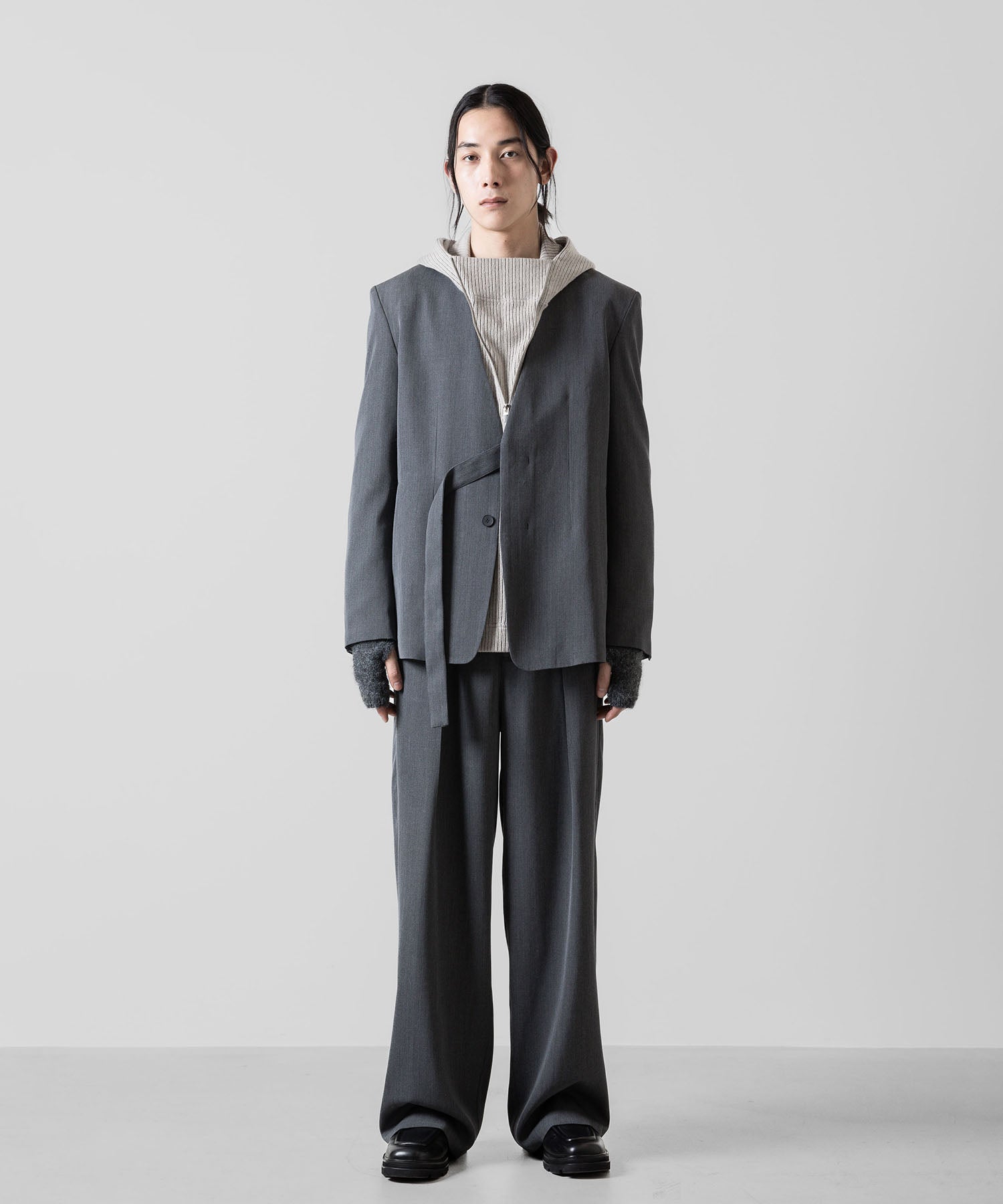 VEIN ヴェインのWO/VIS GABARDINE COLLARLESS JACKET - X.GRAYの公式通販サイトsession福岡セレクトショップ