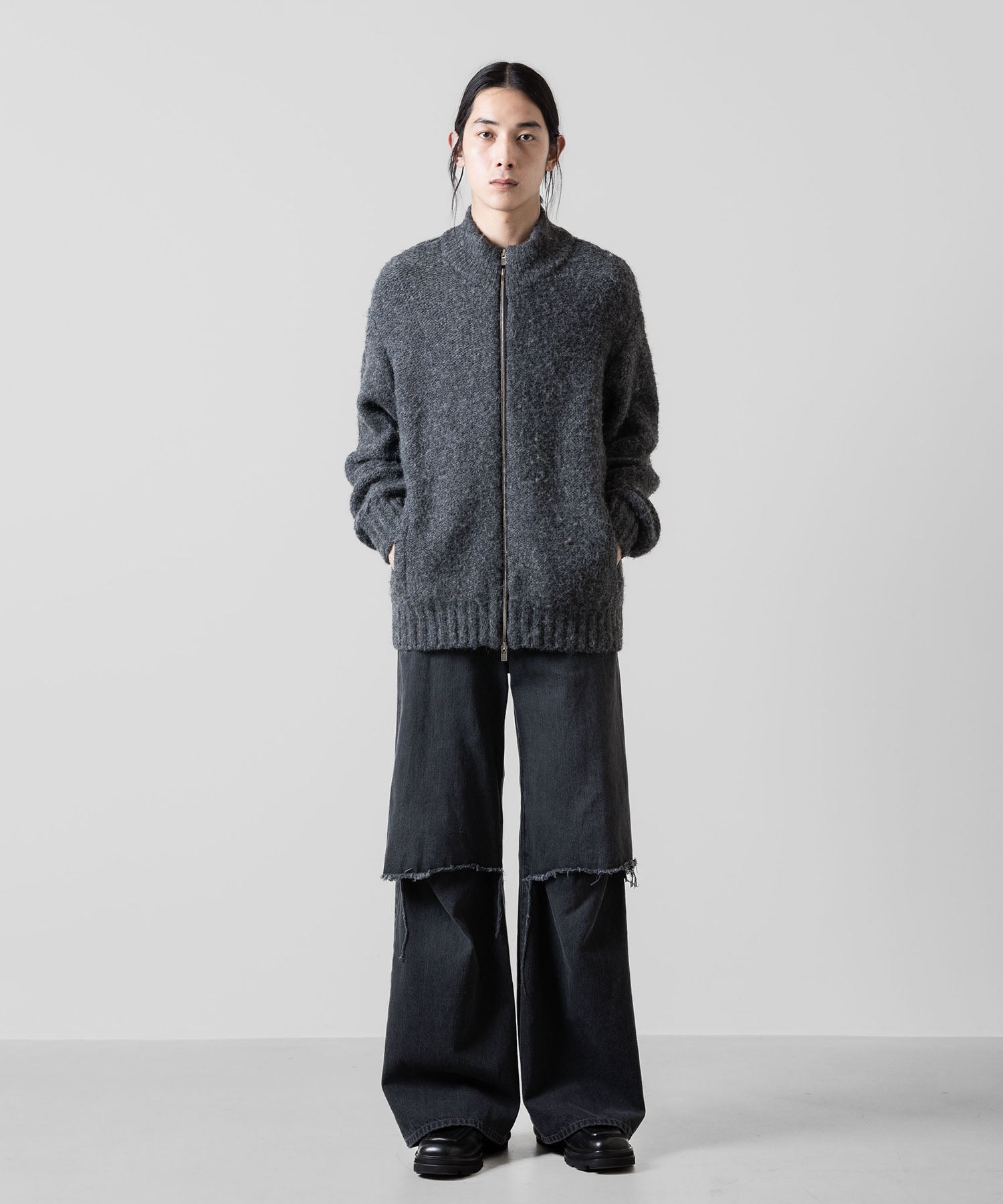 VEIN ヴェインのSHAGGY KNIT DRIVERS JACKET - X.GRAYの公式通販サイトsession福岡セレクトショップ