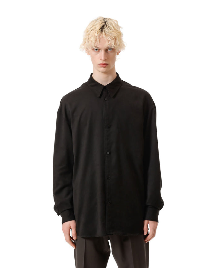 VEIN ヴェインのSYNTHETIC SUEDE LEATHER L/S SHIRT - BLACKの公式通販サイトsession福岡セレクトショップ