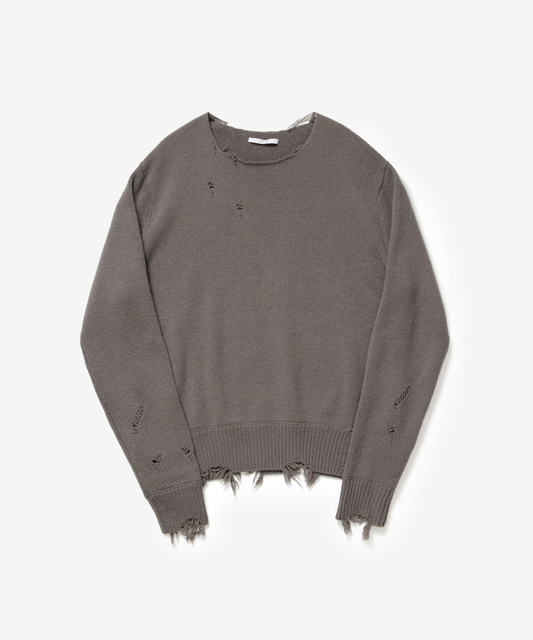 VEIN ヴェインのWOOL CASHMERE KNIT DISTRESSED PULLOVER - KHAKI GRAYの公式通販サイトsession福岡セレクトショップ