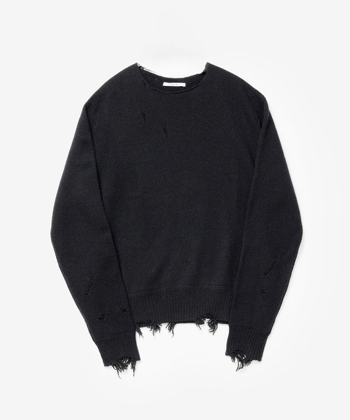 VEIN ヴェインのWOOL CASHMERE KNIT DISTRESSED PULLOVER - BLACKの公式通販サイトsession福岡セレクトショップ