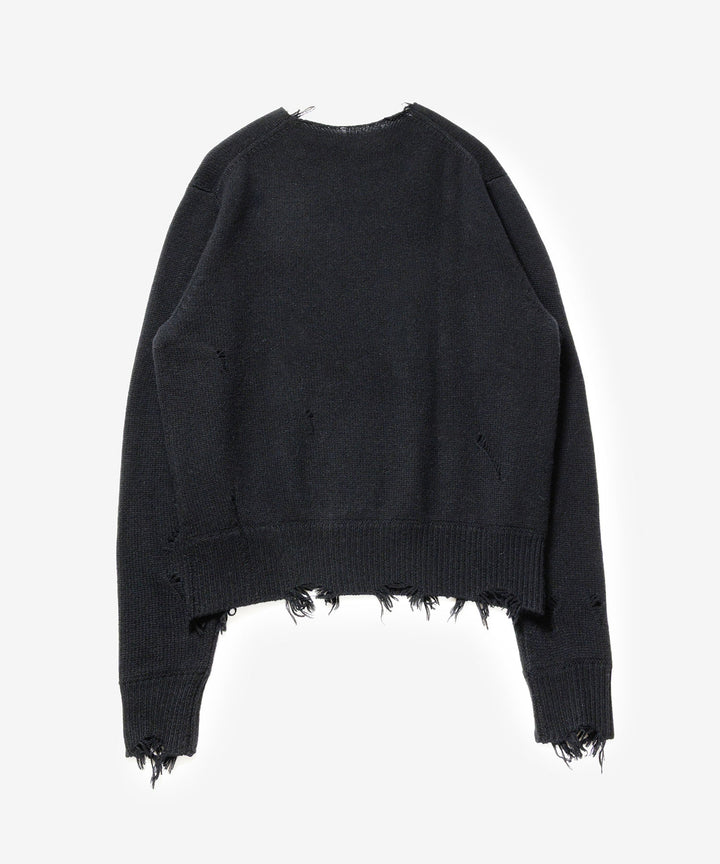 VEIN ヴェインのWOOL CASHMERE KNIT DISTRESSED PULLOVER - BLACKの公式通販サイトsession福岡セレクトショップ
