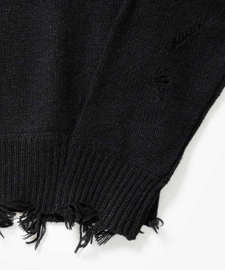 VEIN ヴェインのWOOL CASHMERE KNIT DISTRESSED PULLOVER - BLACKの公式通販サイトsession福岡セレクトショップ