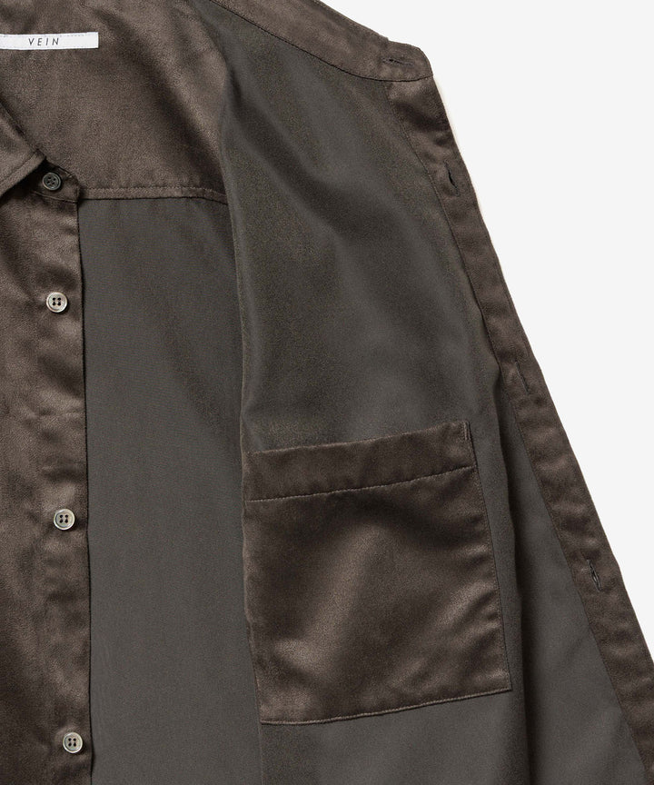 VEIN ヴェインのSYNTHETIC SUEDE L/S SHIRT - KHAKIの公式通販サイトsession福岡セレクトショップ