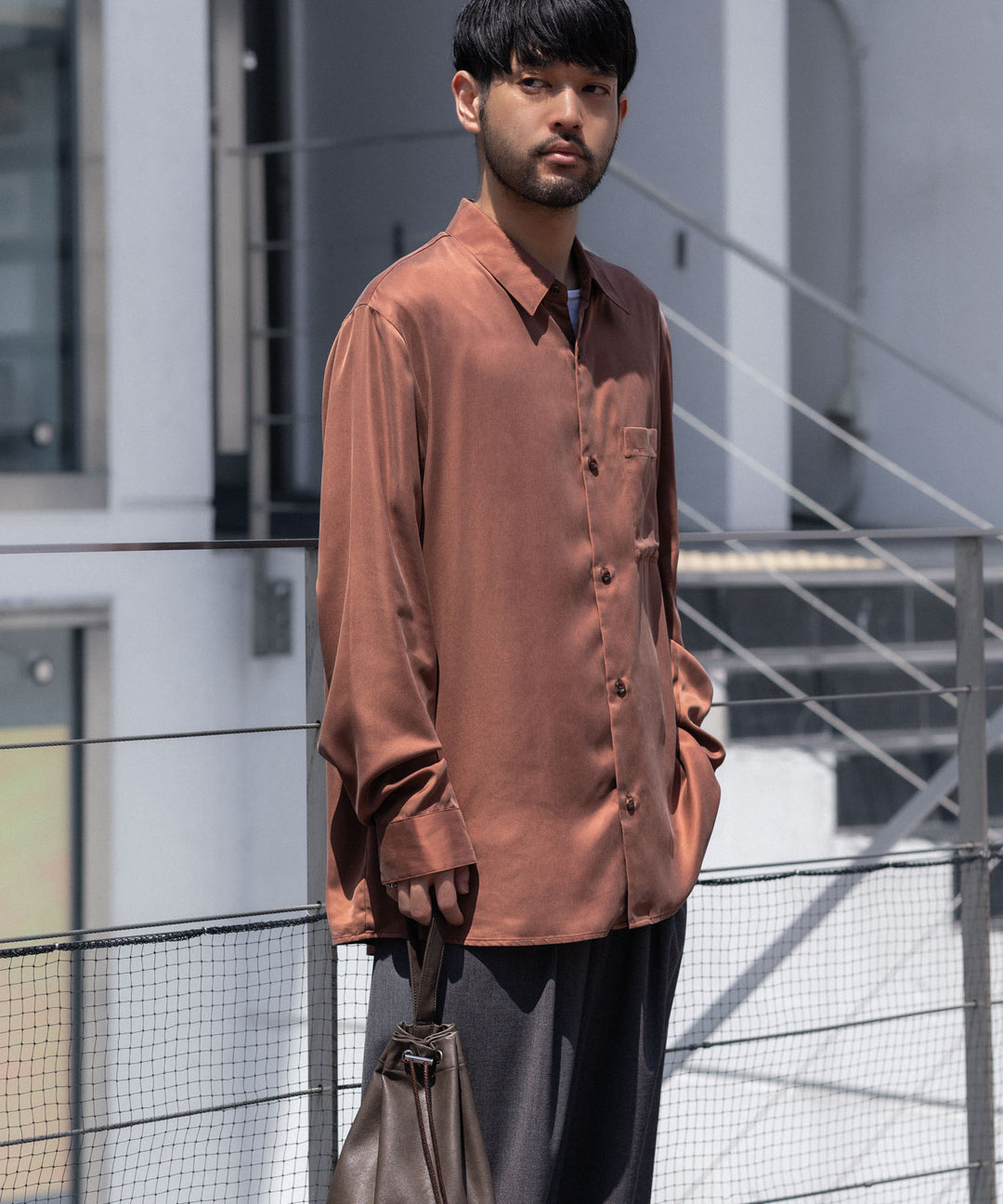ATTACHMENT アタッチメントのCU/PE FIBRIL SATIN L/S SHIRT - L.BROWNの公式通販サイトsession福岡セレクトショップ