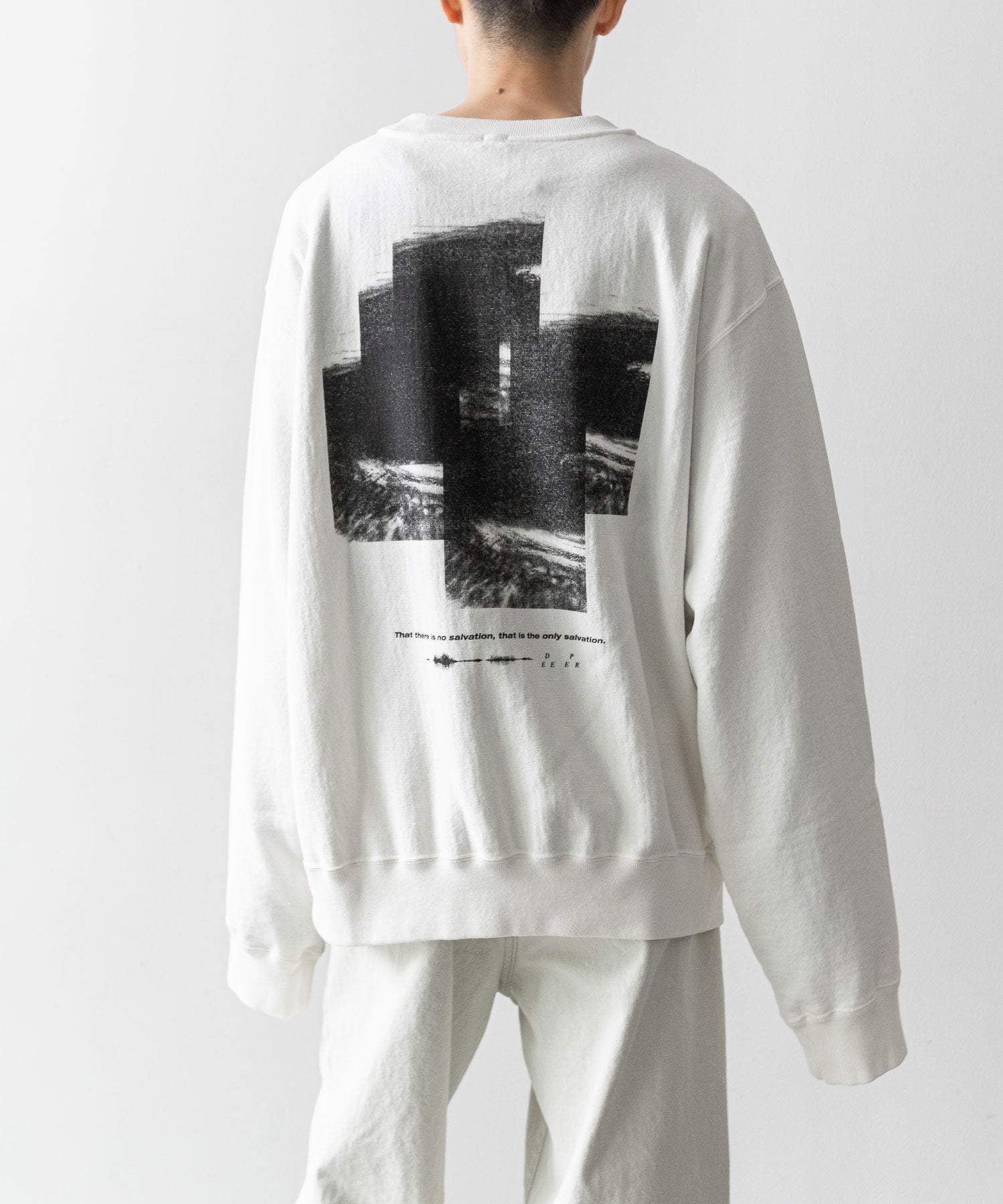 【Fujimoto】フジモトのスウェット 本田翼 OVER DYED SWEAT SHIRT WHITH A.S - OFF WHITE