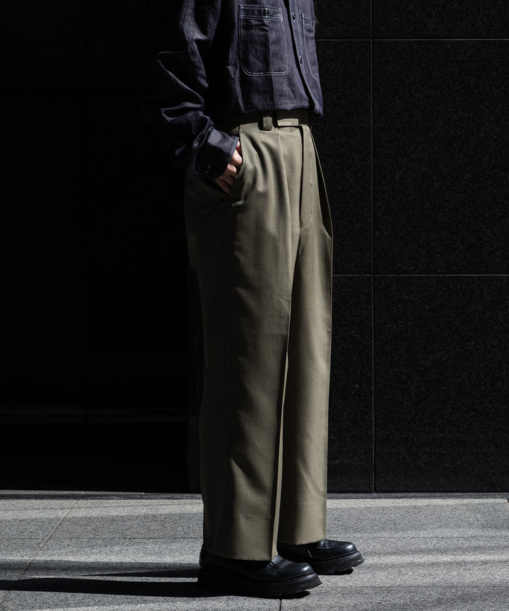 【INTÉRIM】WOOL MOHAIR GABERDINE 1-TUCK BAGGY SLACKS インテリム 22aw 公式通販サイト session福岡セレクトショップ