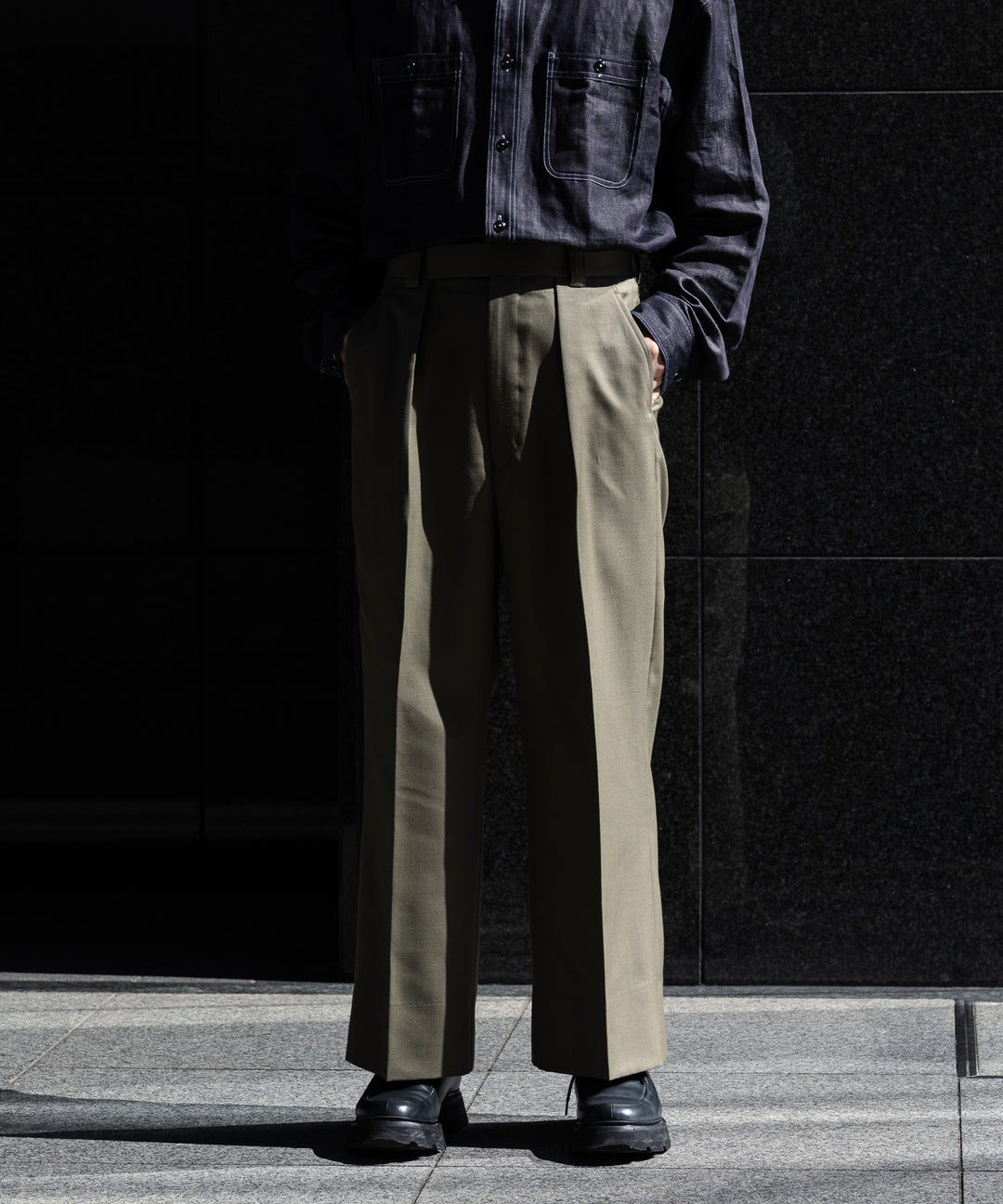 【INTÉRIM】WOOL MOHAIR GABERDINE 1-TUCK BAGGY SLACKS インテリム 22aw 公式通販サイト session福岡セレクトショップ