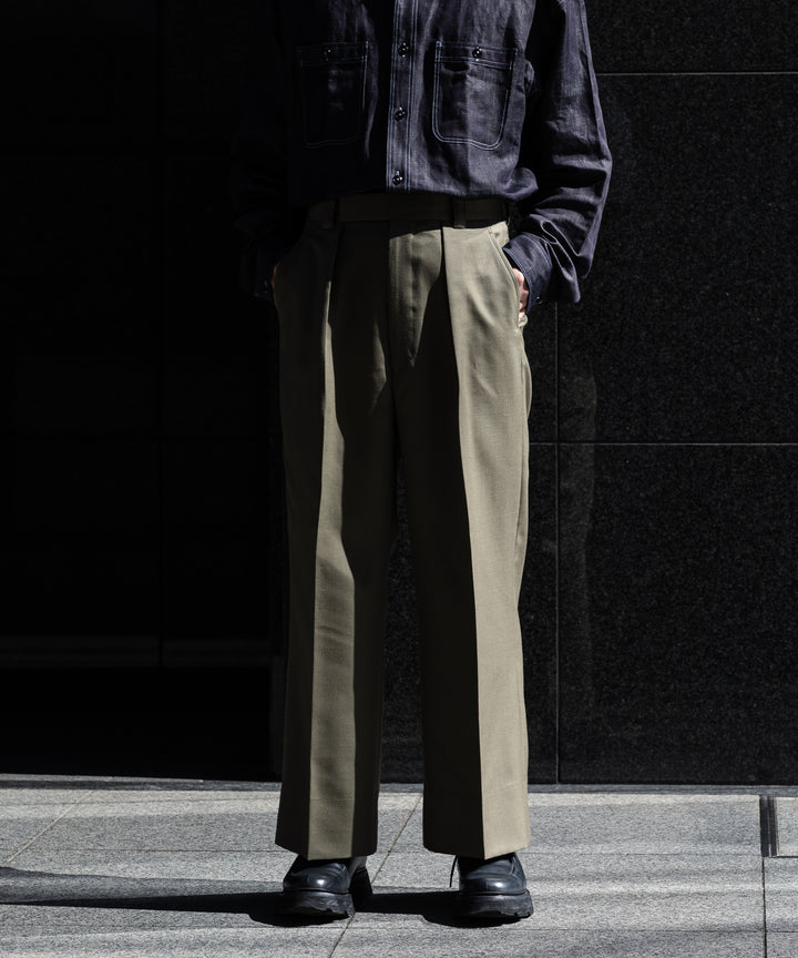 【INTÉRIM】WOOL MOHAIR GABERDINE 1-TUCK BAGGY SLACKS インテリム 22aw 公式通販サイト session福岡セレクトショップ